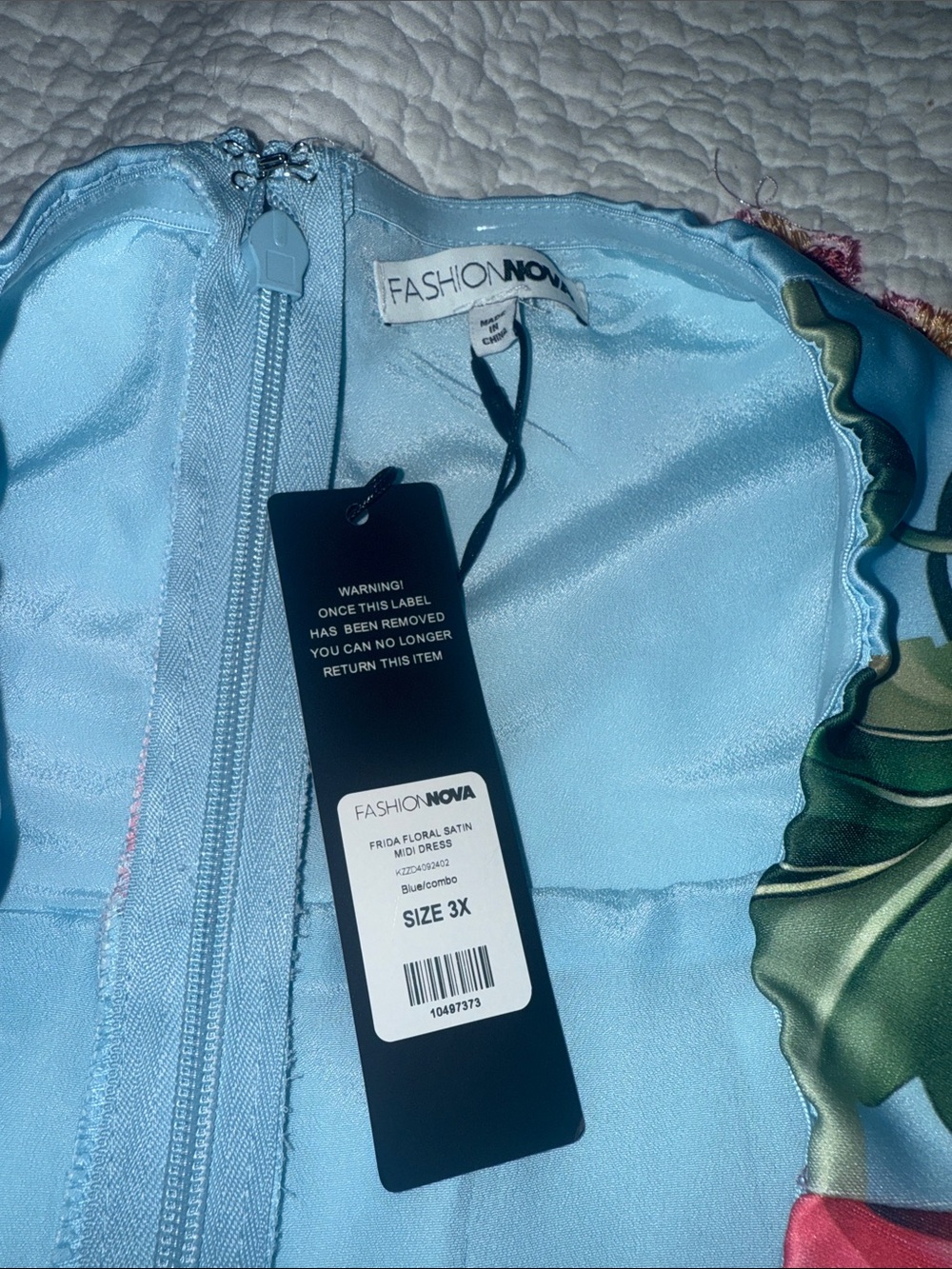 NWT Fashion Nova Light Blue Strapless Floral Midi Dress - Picture 4 of 11